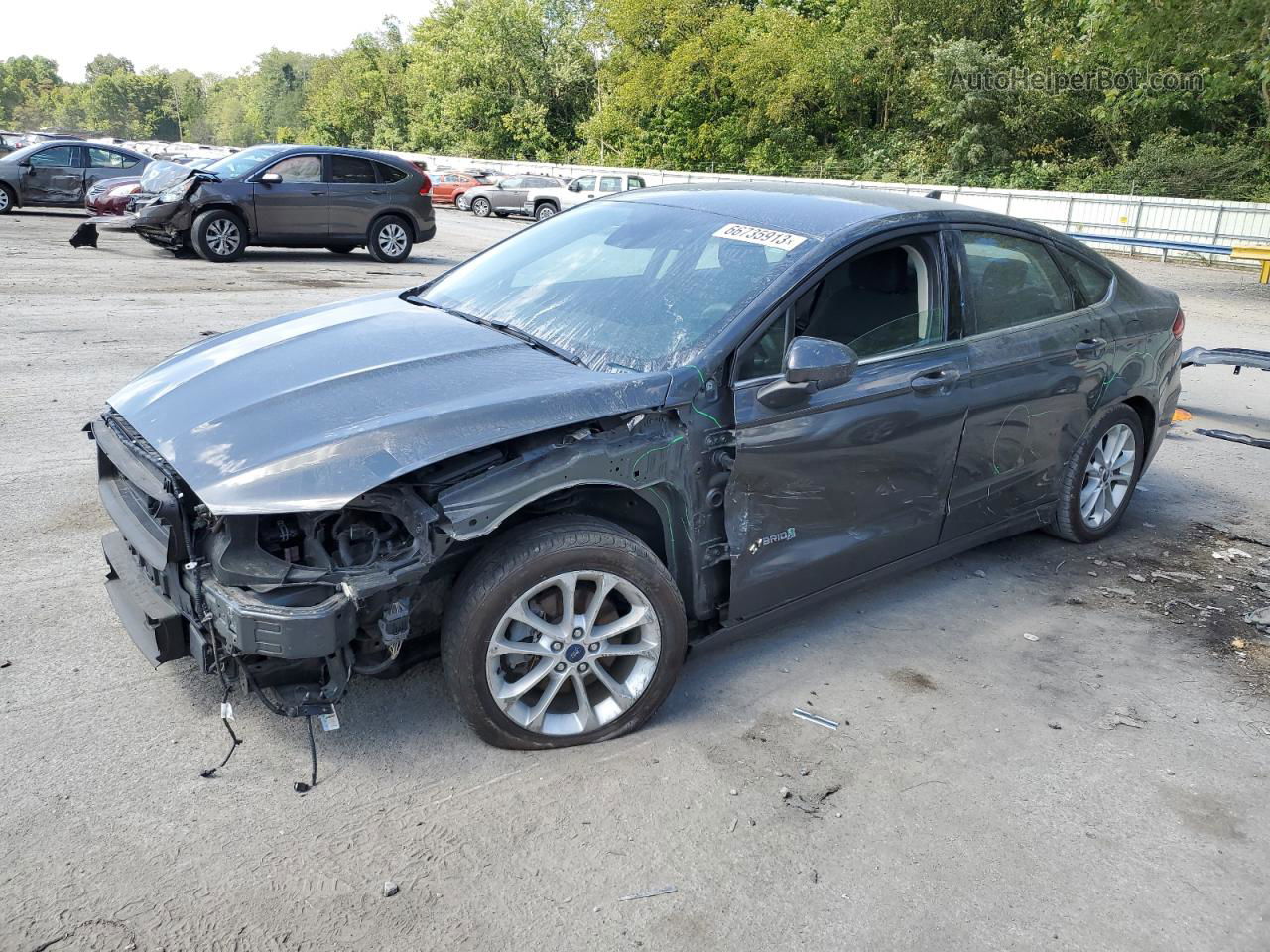 2019 Ford Fusion Se Gray vin: 3FA6P0LU1KR266883