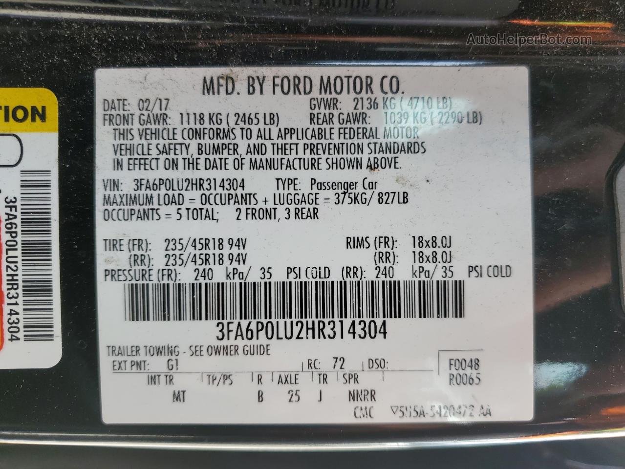 2017 Ford Fusion Se Hybrid Black vin: 3FA6P0LU2HR314304