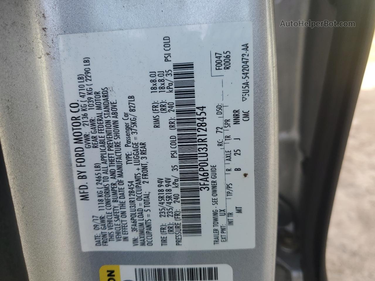 2018 Ford Fusion Se Hybrid Серебряный vin: 3FA6P0LU3JR128454