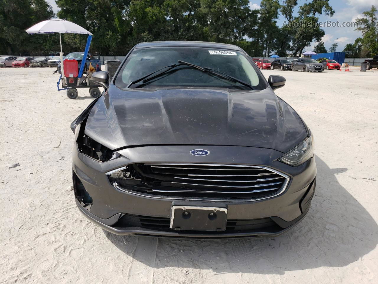 2019 Ford Fusion Se Gray vin: 3FA6P0LU3KR151296