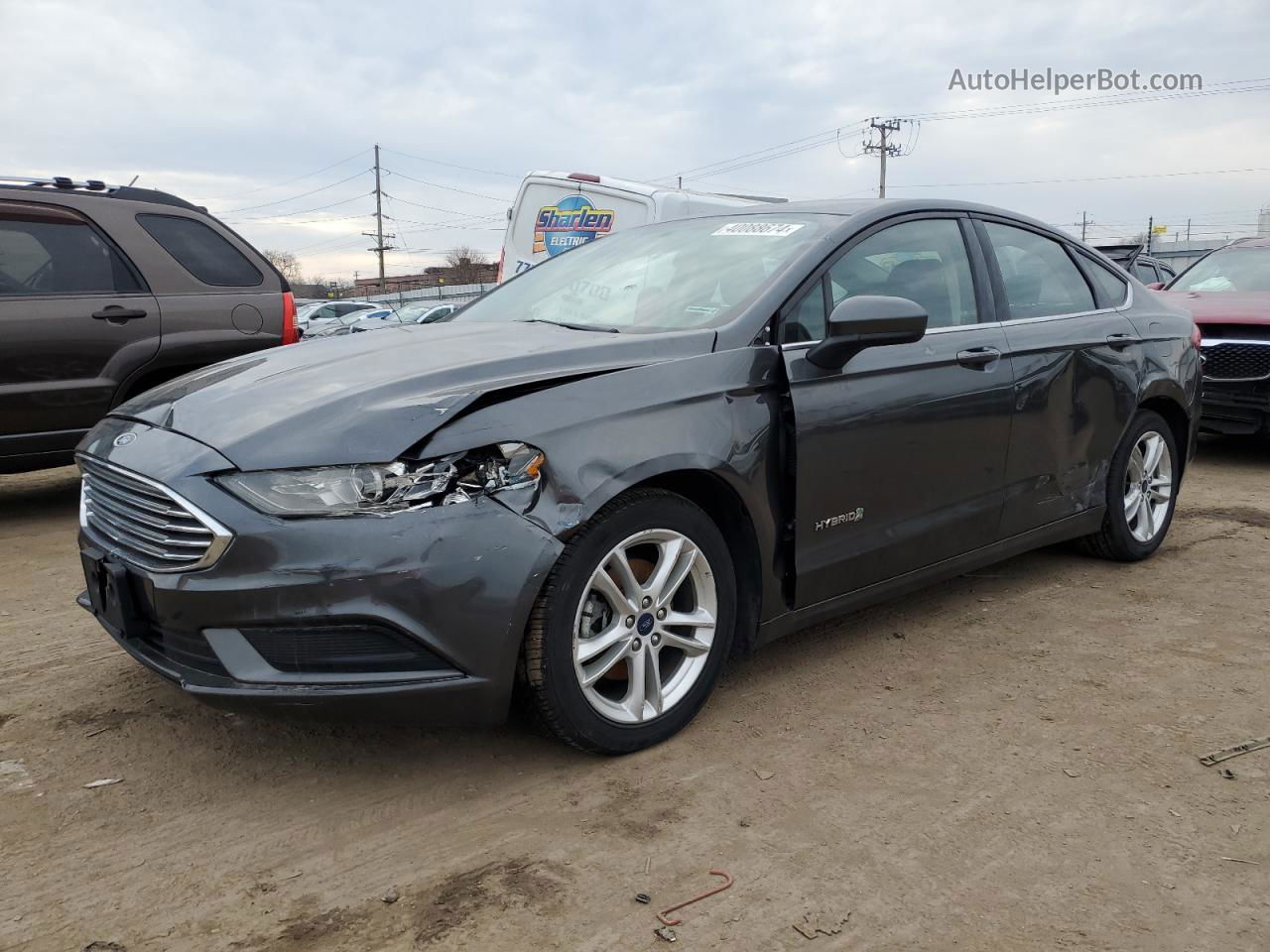 2018 Ford Fusion Se Hybrid Gray vin: 3FA6P0LU4JR101442