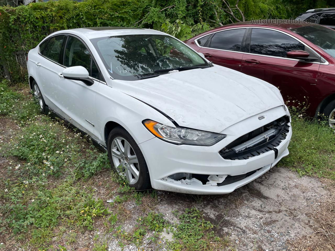 2018 Ford Fusion Se Hybrid White vin: 3FA6P0LU4JR137230