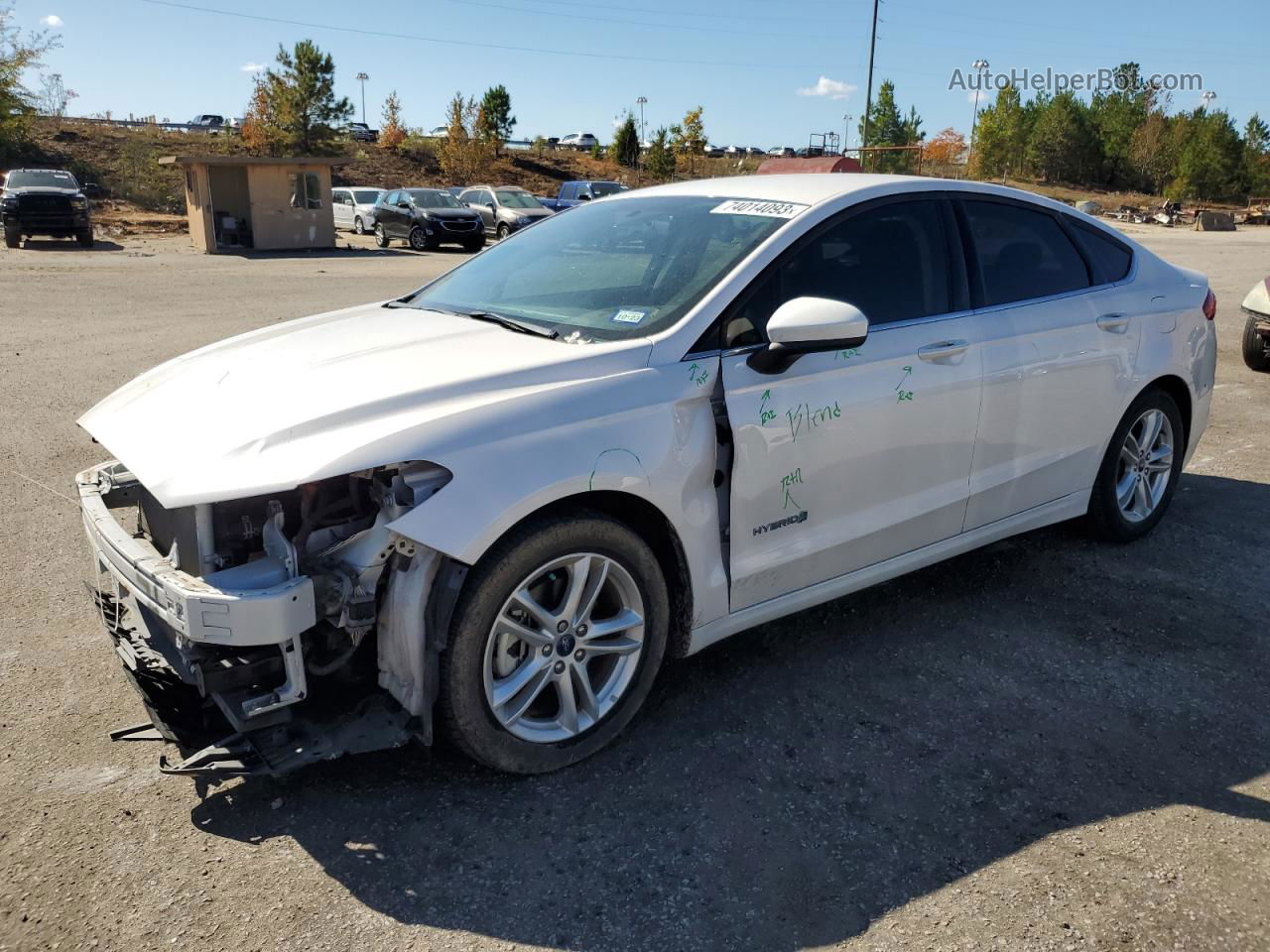 2018 Ford Fusion Se Hybrid Белый vin: 3FA6P0LU4JR256640