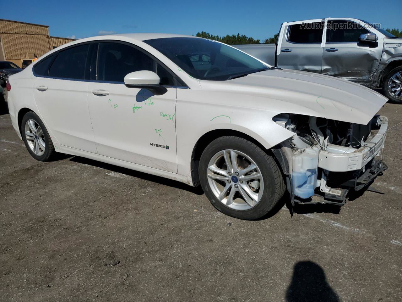 2018 Ford Fusion Se Hybrid White vin: 3FA6P0LU4JR256640