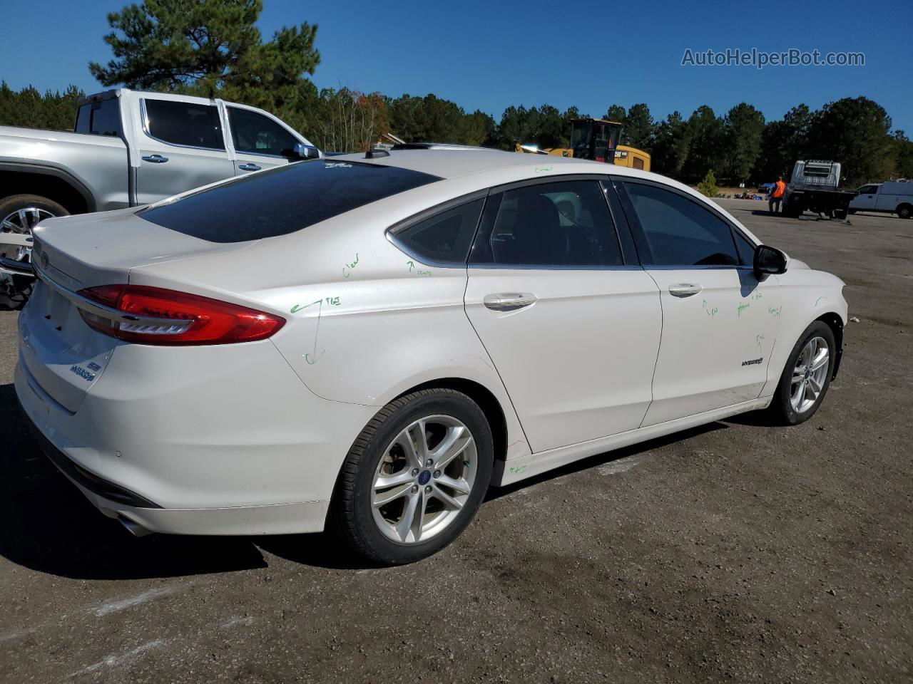 2018 Ford Fusion Se Hybrid White vin: 3FA6P0LU4JR256640