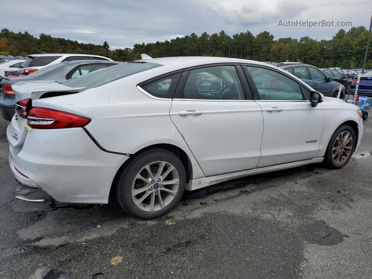 2019 Ford Fusion Se White vin: 3FA6P0LU4KR138086