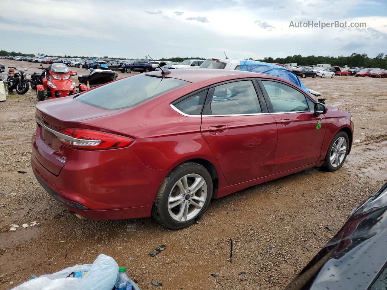 2018 Ford Fusion Se Hybrid Red vin: 3FA6P0LU5JR172178