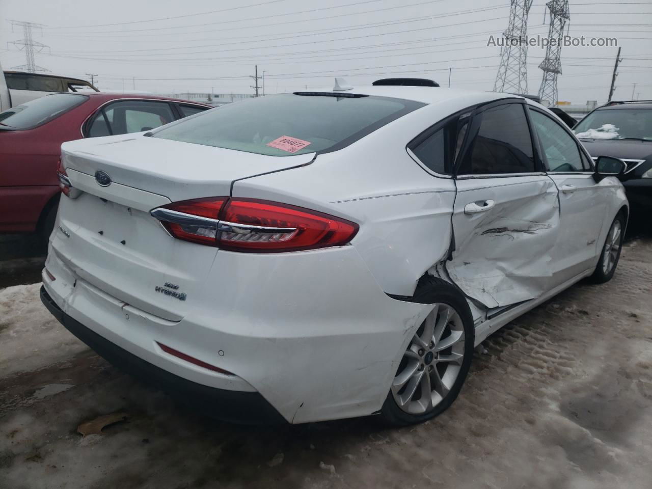 2019 Ford Fusion Se White vin: 3FA6P0LU5KR205553