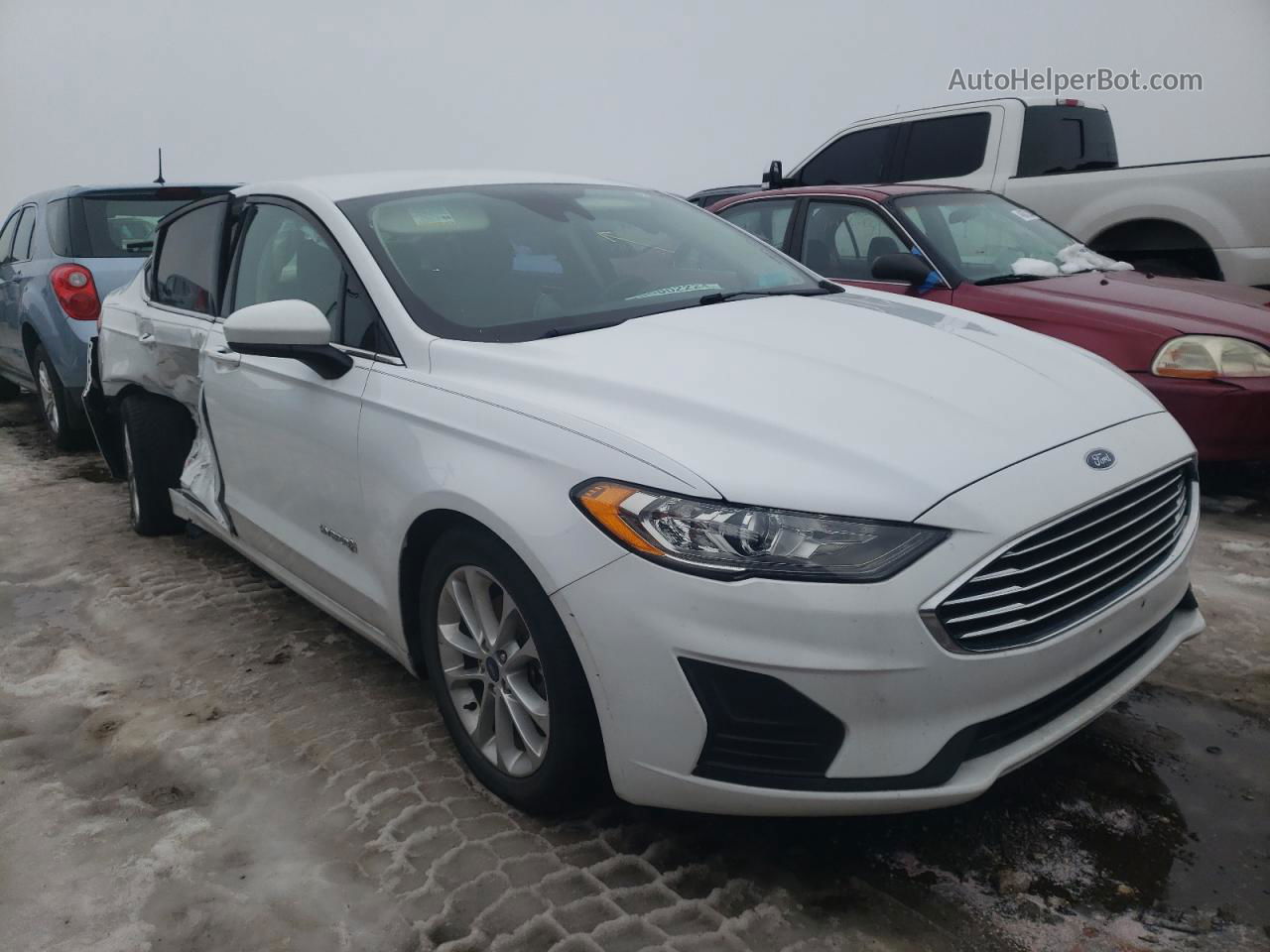 2019 Ford Fusion Se White vin: 3FA6P0LU5KR205553