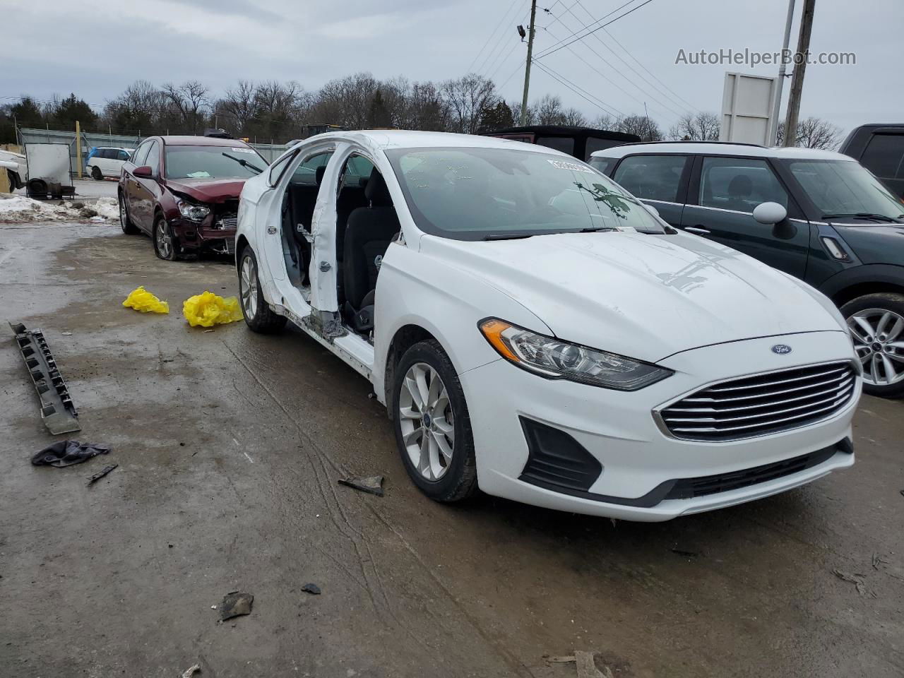 2019 Ford Fusion Se White vin: 3FA6P0LU5KR241369