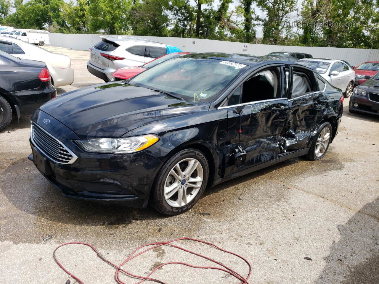 2018 Ford Fusion Se Hybrid Black vin: 3FA6P0LU6JR232047