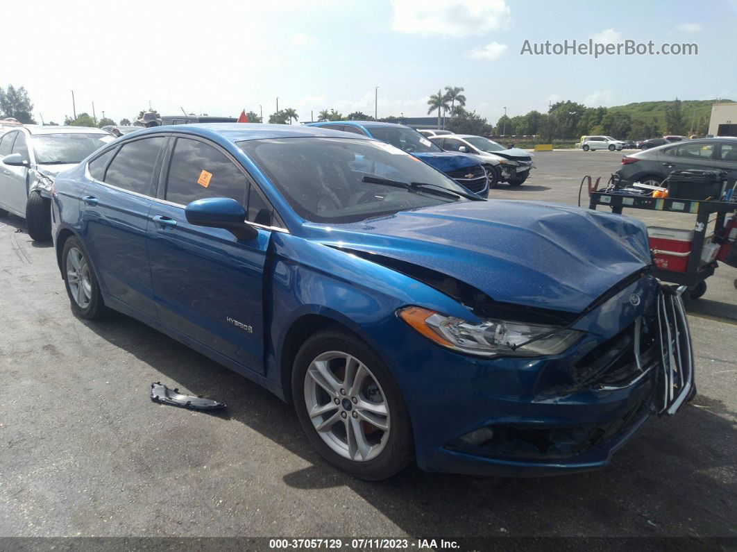 2018 Ford Fusion Hybrid Se Синий vin: 3FA6P0LU6JR238303