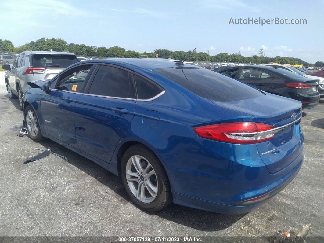 2018 Ford Fusion Hybrid Se Синий vin: 3FA6P0LU6JR238303