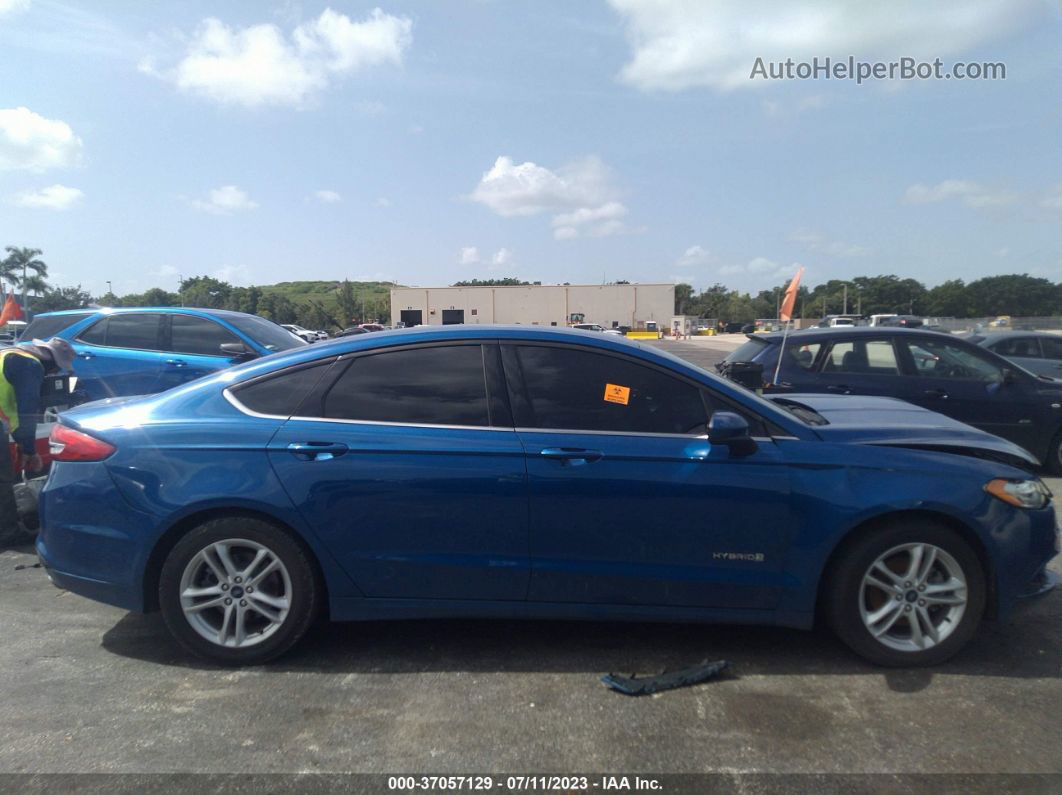 2018 Ford Fusion Hybrid Se Blue vin: 3FA6P0LU6JR238303