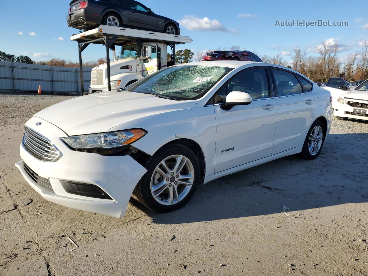 2018 Ford Fusion Se Hybrid White vin: 3FA6P0LU6JR287145