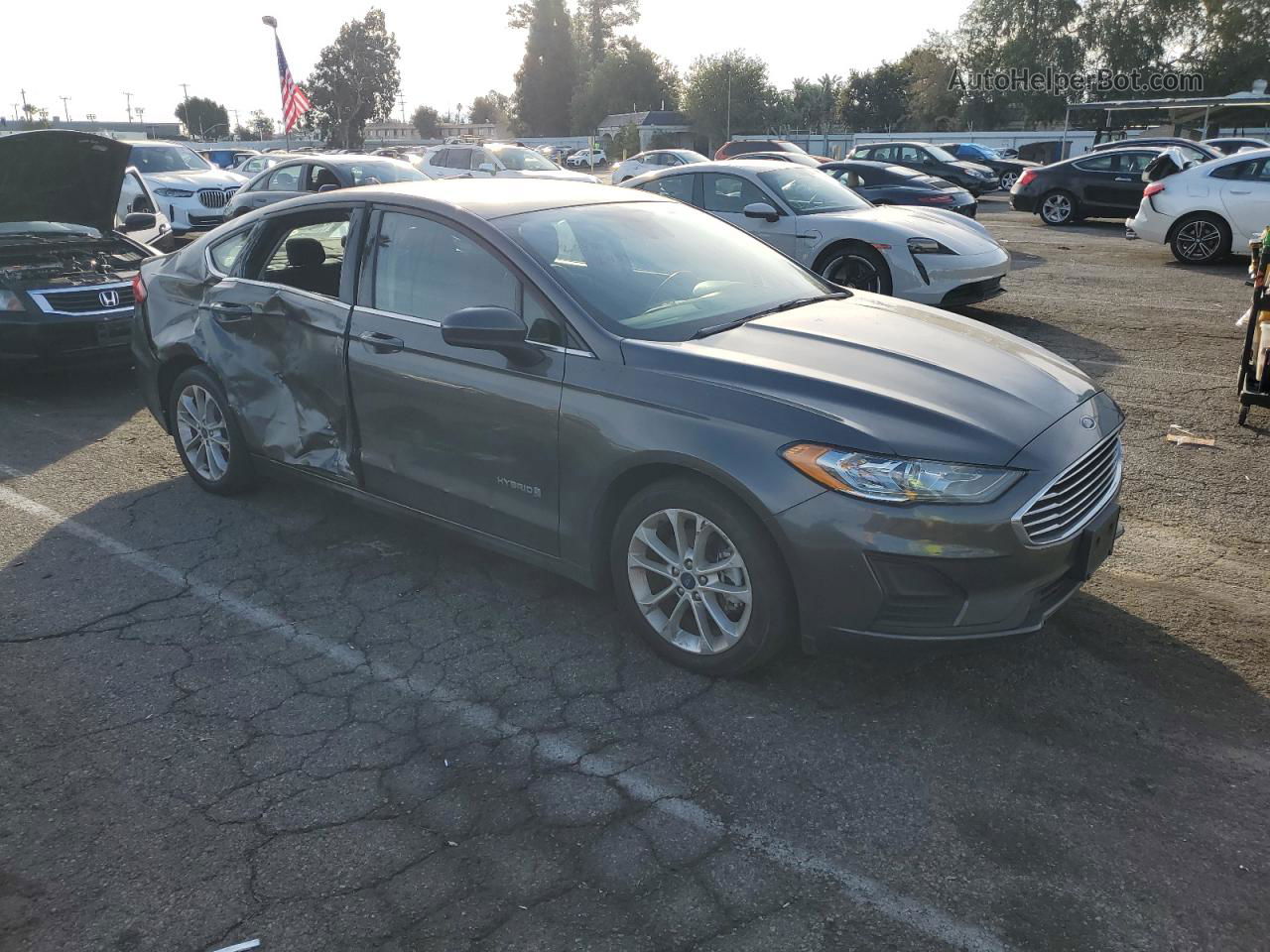 2019 Ford Fusion Se Gray vin: 3FA6P0LU6KR180114