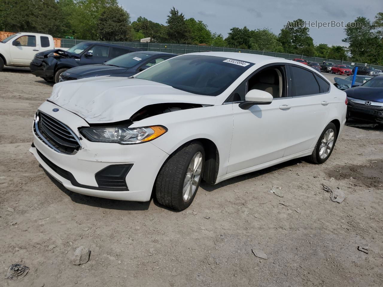 2019 Ford Fusion Se White vin: 3FA6P0LU6KR254681