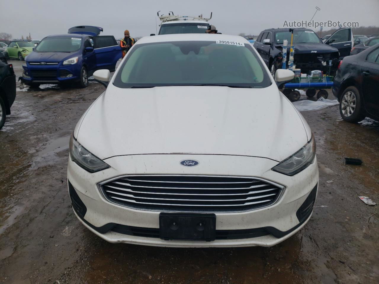 2019 Ford Fusion Se White vin: 3FA6P0LU7KR207255