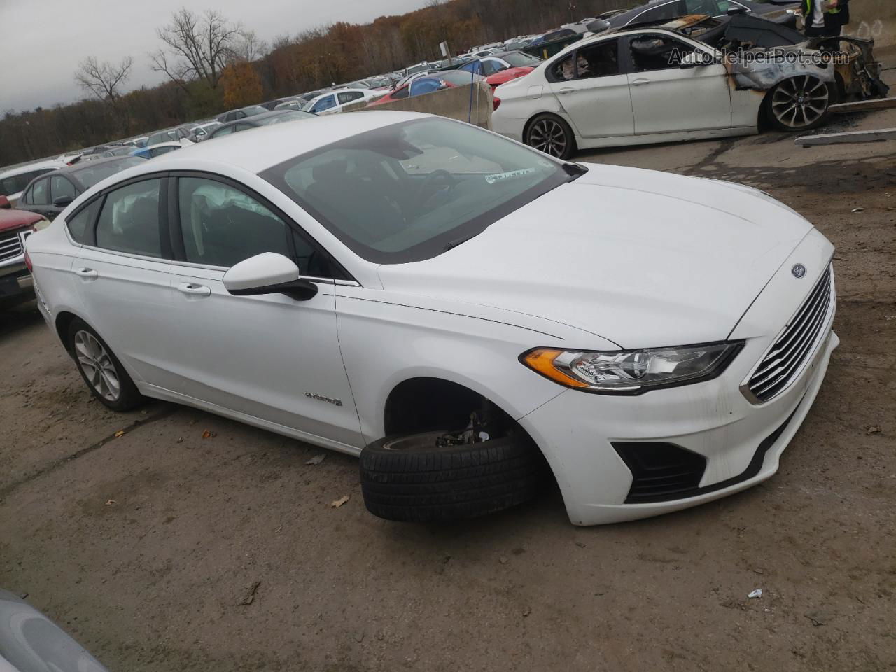 2019 Ford Fusion Se White vin: 3FA6P0LU7KR208664