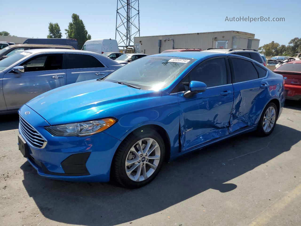 2019 Ford Fusion Se Blue vin: 3FA6P0LU8KR201903