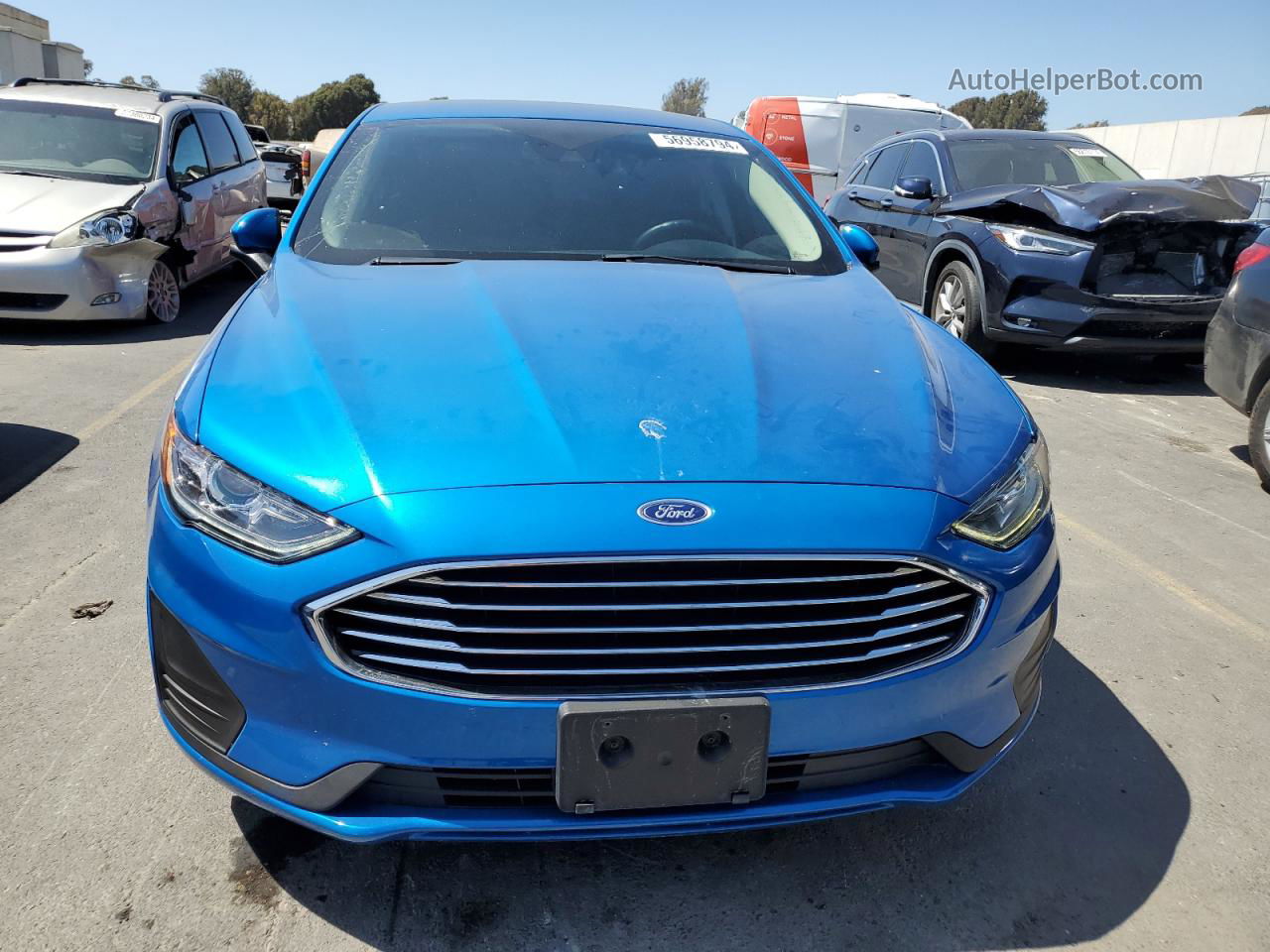 2019 Ford Fusion Se Blue vin: 3FA6P0LU8KR201903