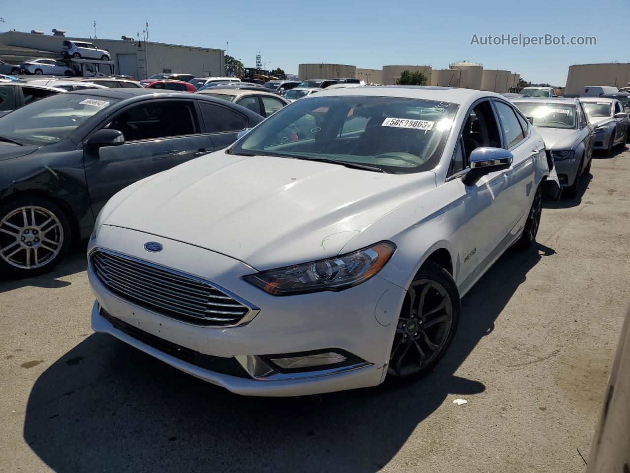 2018 Ford Fusion Se Hybrid White vin: 3FA6P0LU9JR137398