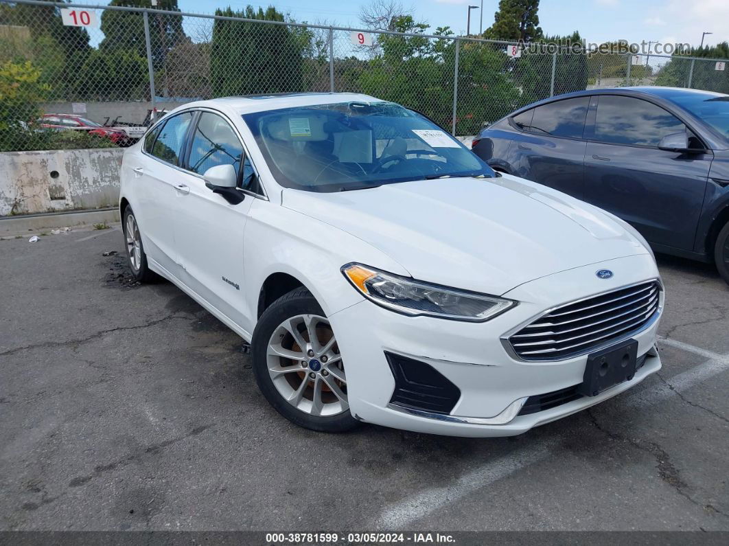 2019 Ford Fusion Hybrid Sel White vin: 3FA6P0MU0KR119629