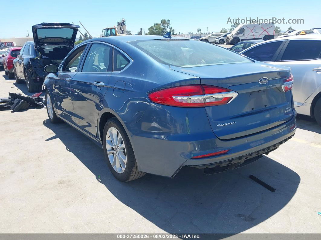 2019 Ford Fusion Hybrid Sel Светло-синий vin: 3FA6P0MU3KR200365