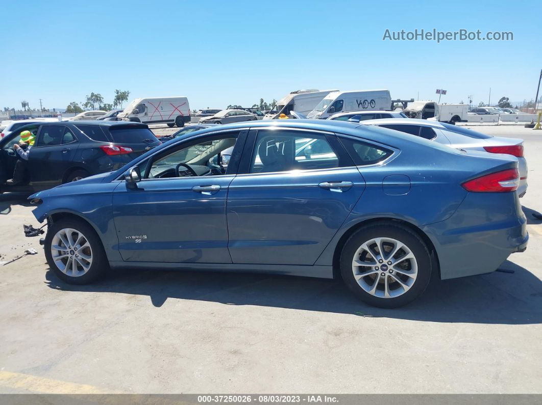 2019 Ford Fusion Hybrid Sel Светло-синий vin: 3FA6P0MU3KR200365