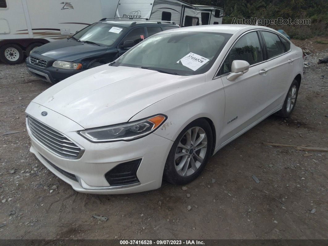 2019 Ford Fusion Hybrid Sel White vin: 3FA6P0MU8KR147582