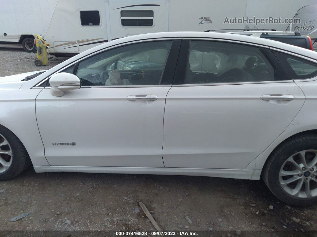 2019 Ford Fusion Hybrid Sel White vin: 3FA6P0MU8KR147582