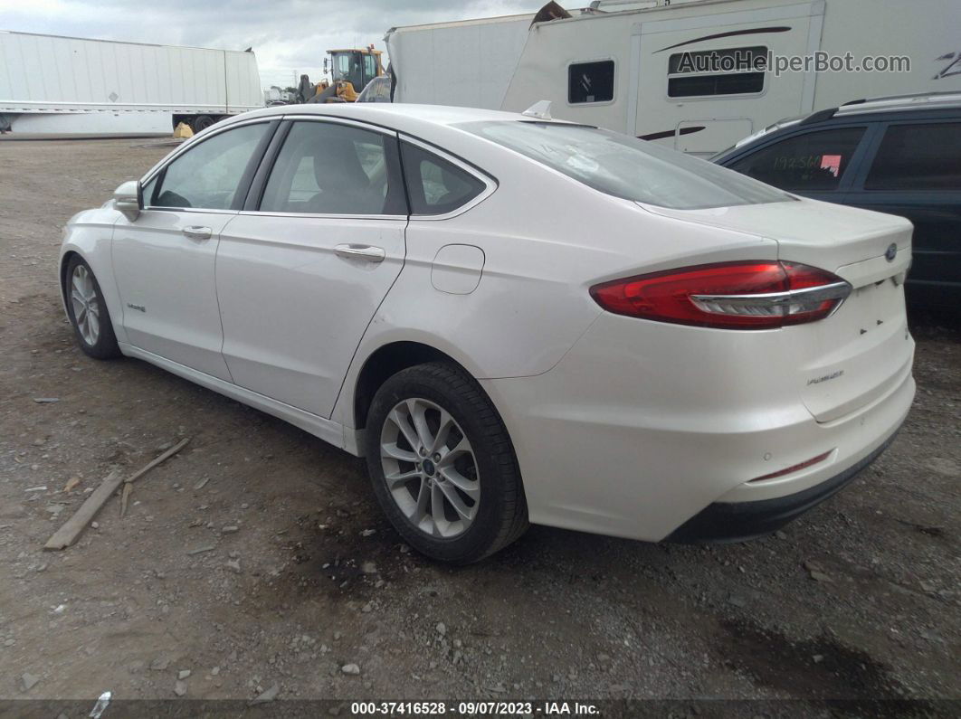 2019 Ford Fusion Hybrid Sel White vin: 3FA6P0MU8KR147582