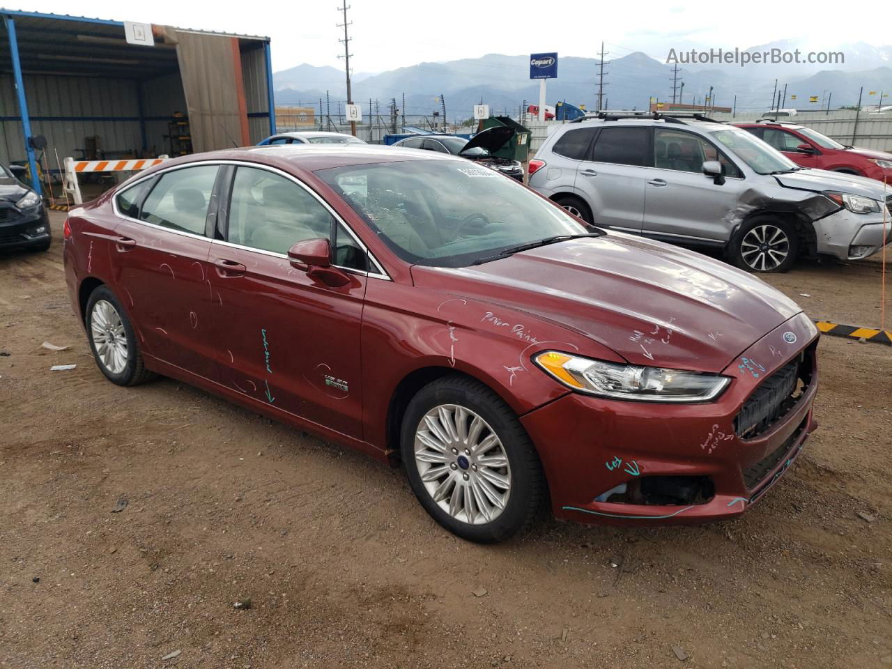 2014 Ford Fusion Se Phev Burgundy vin: 3FA6P0PU5ER219211