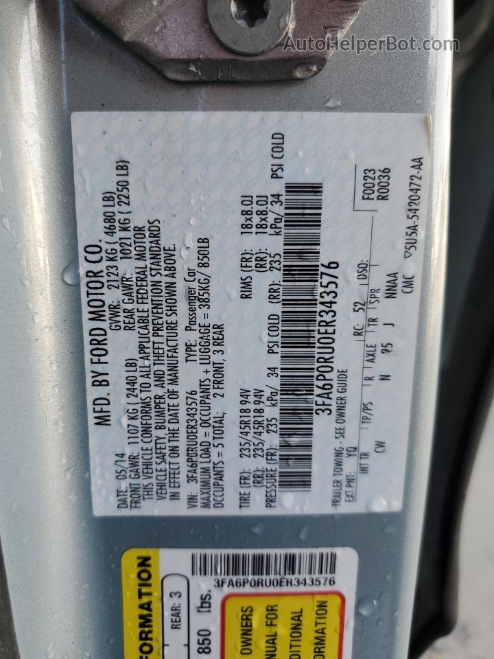 2014 Ford Fusion Titanium Hev Синий vin: 3FA6P0RU0ER343576