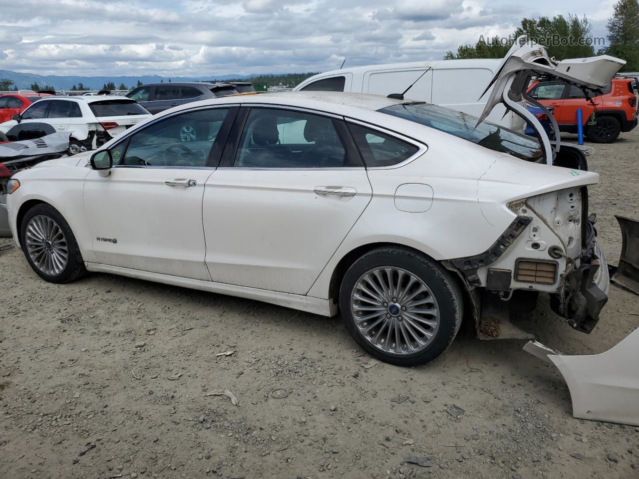 2014 Ford Fusion Titanium Hev White vin: 3FA6P0RU0ER380210