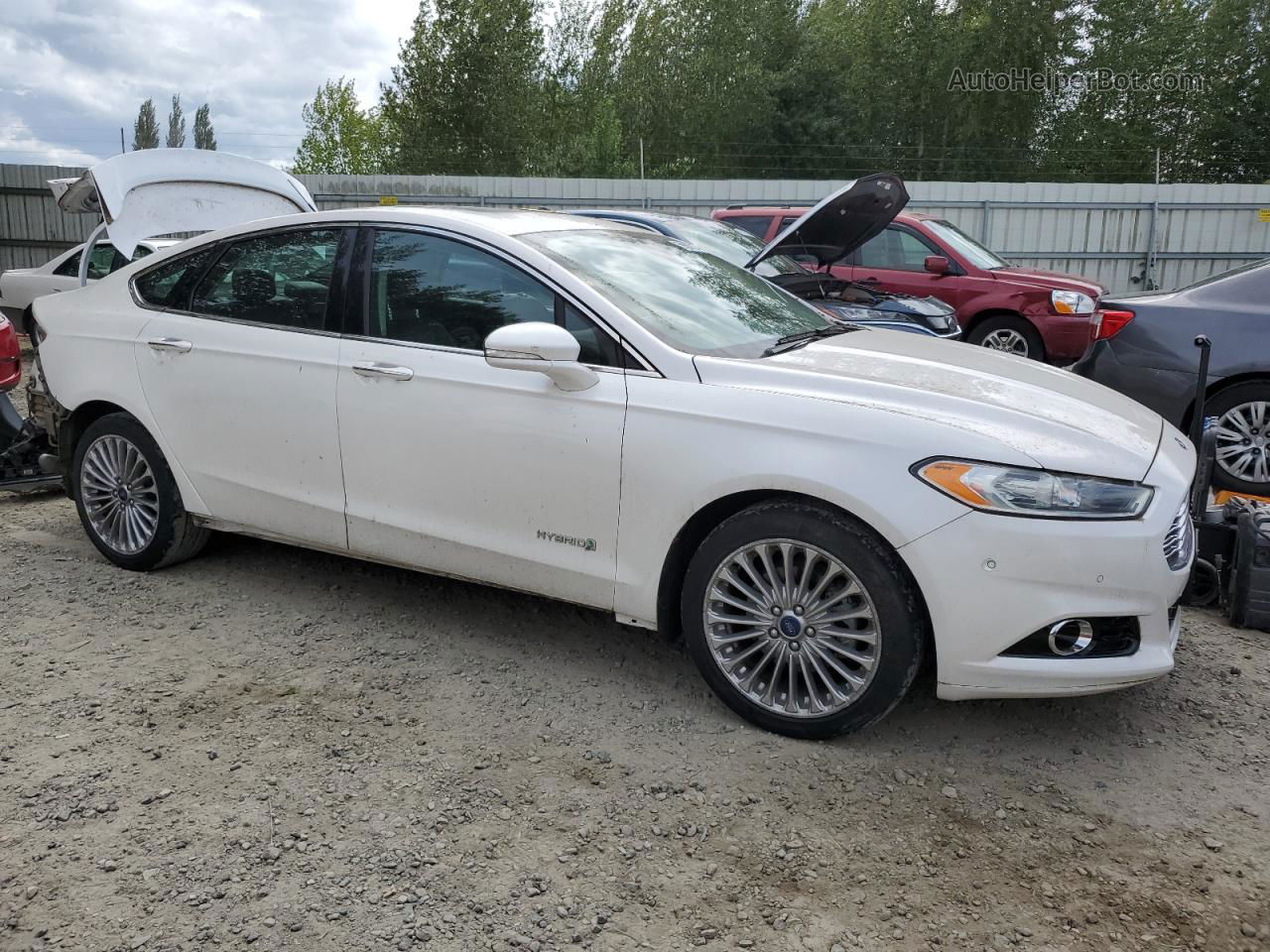 2014 Ford Fusion Titanium Hev White vin: 3FA6P0RU0ER380210