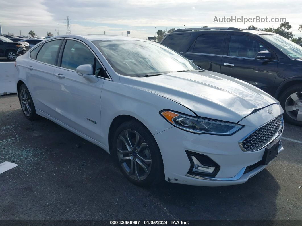 2019 Ford Fusion Hybrid Titanium White vin: 3FA6P0RU5KR120509