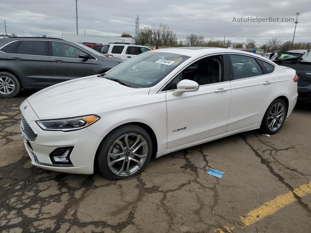 2019 Ford Fusion Titanium White vin: 3FA6P0RU5KR258888