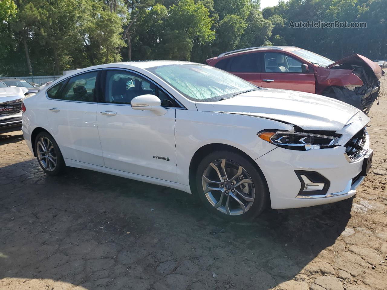 2019 Ford Fusion Titanium White vin: 3FA6P0RU6KR105582