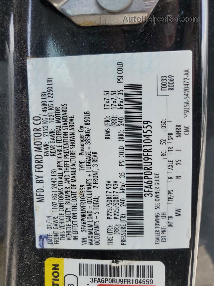 2015 Ford Fusion Titanium Hev Black vin: 3FA6P0RU9FR104559