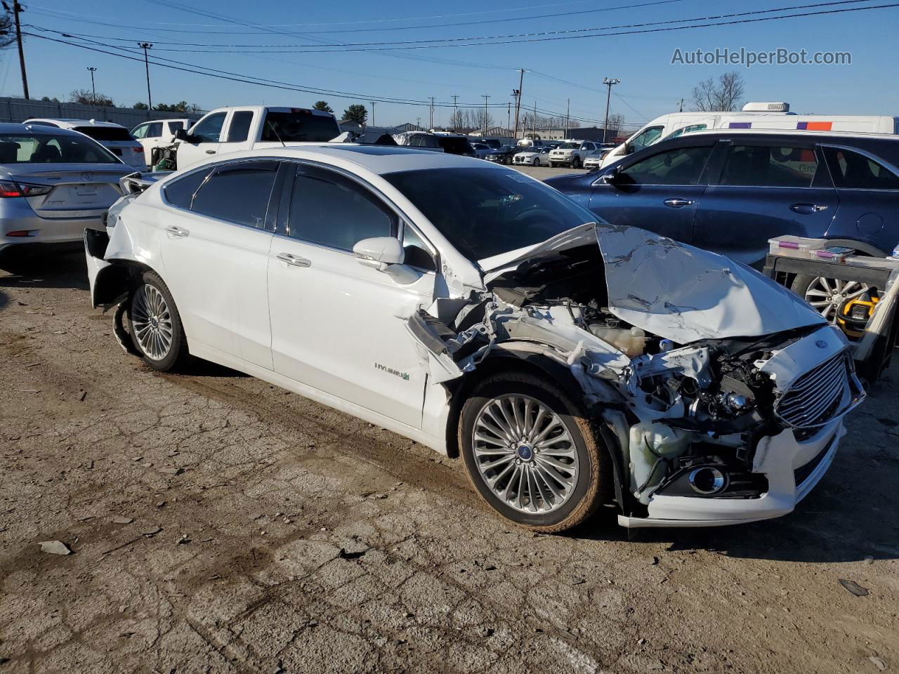 2014 Ford Fusion Titanium Hev White vin: 3FA6P0RUXER283919