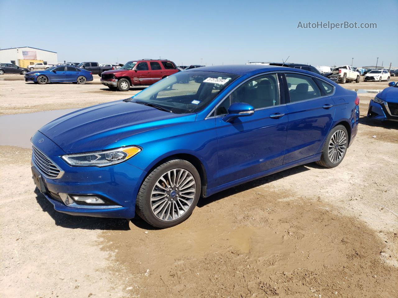 2017 Ford Fusion Se Синий vin: 3FA6P0T93HR322164