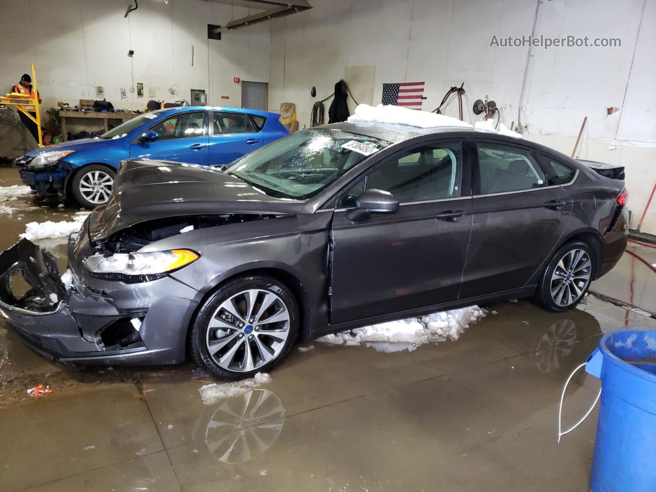 2019 Ford Fusion Se Gray vin: 3FA6P0T93KR243469