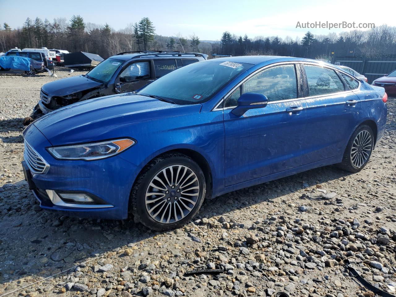 2017 Ford Fusion Se Blue vin: 3FA6P0T95HR308251