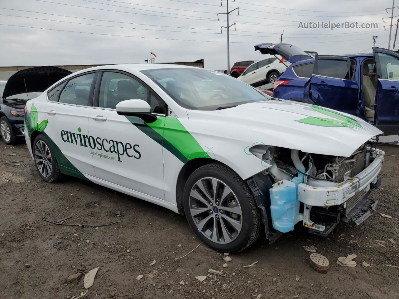 2019 Ford Fusion Se White vin: 3FA6P0T95KR112771