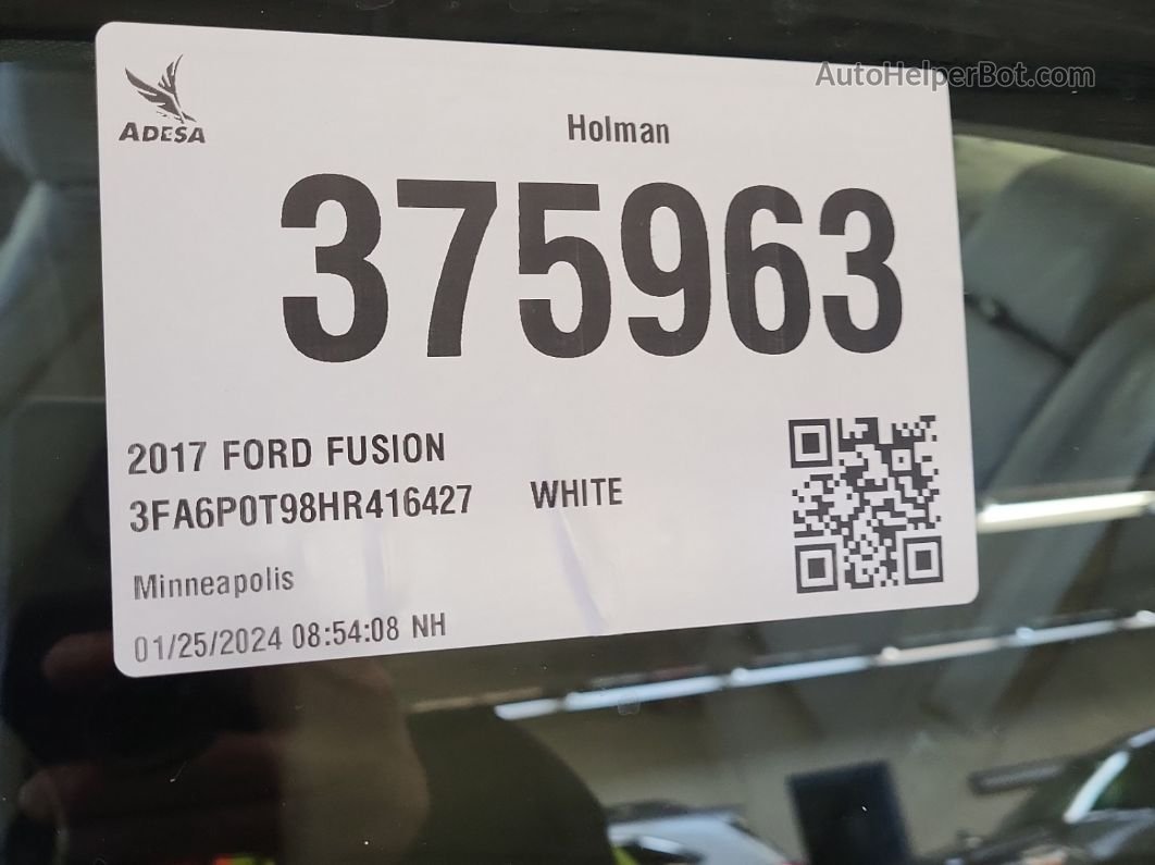2017 Ford Fusion Se vin: 3FA6P0T98HR416427
