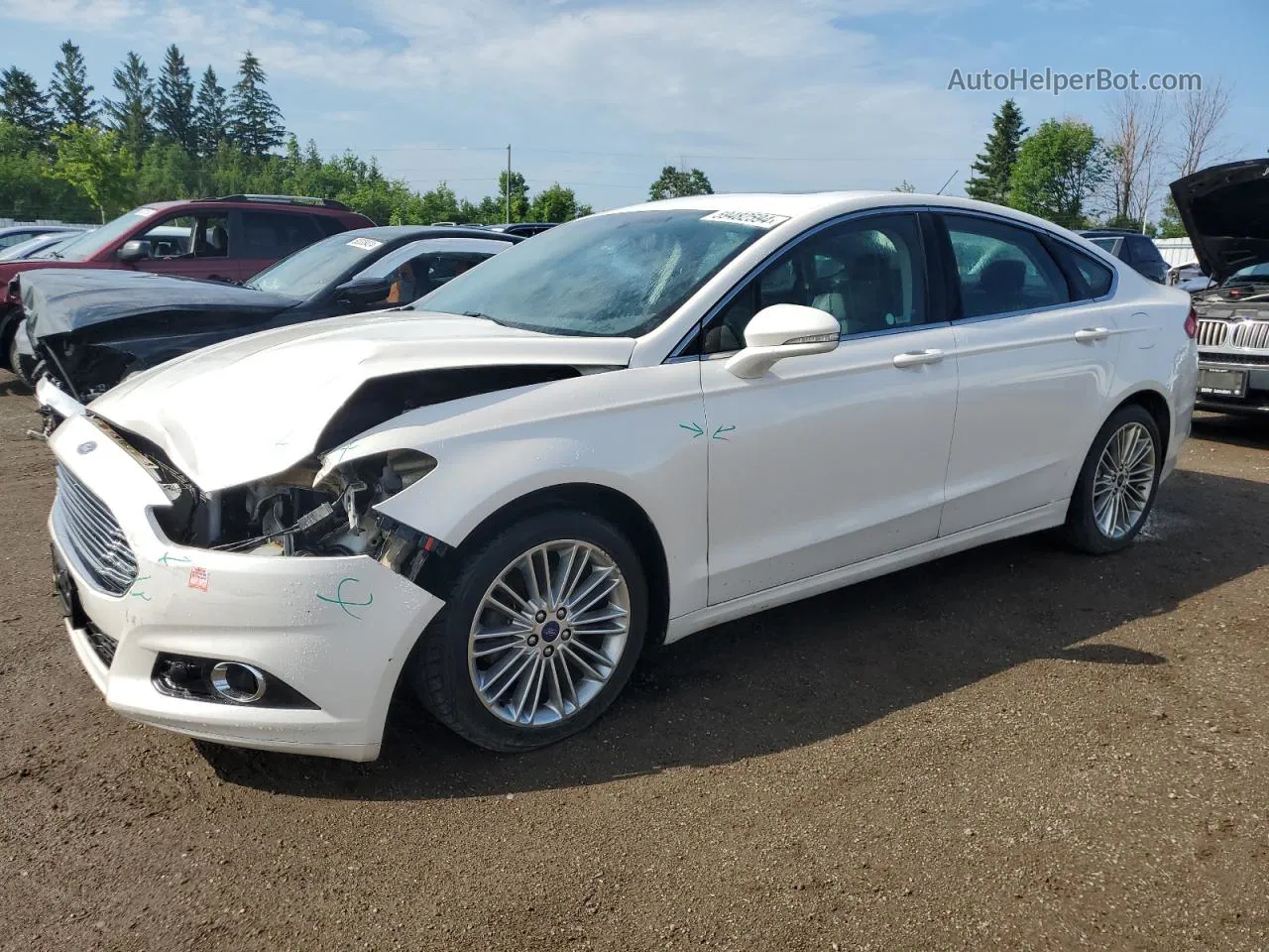 2014 Ford Fusion Se White vin: 3FA6P0T9XER209324