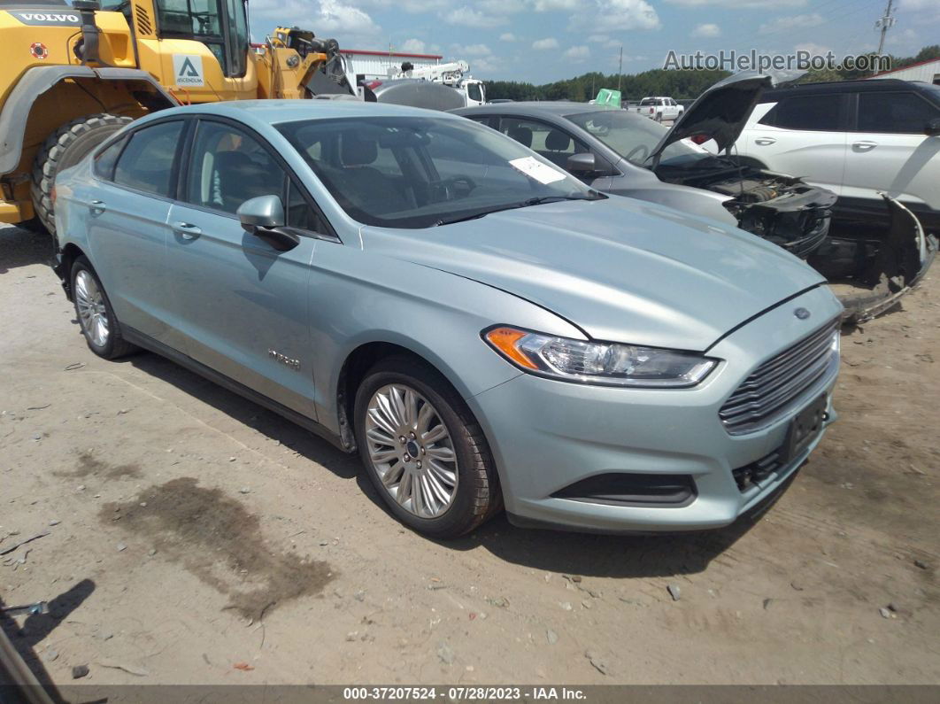 2014 Ford Fusion S Hybrid Светло-синий vin: 3FA6P0UU0ER174344