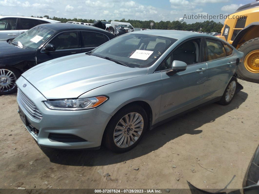 2014 Ford Fusion S Hybrid Светло-синий vin: 3FA6P0UU0ER174344