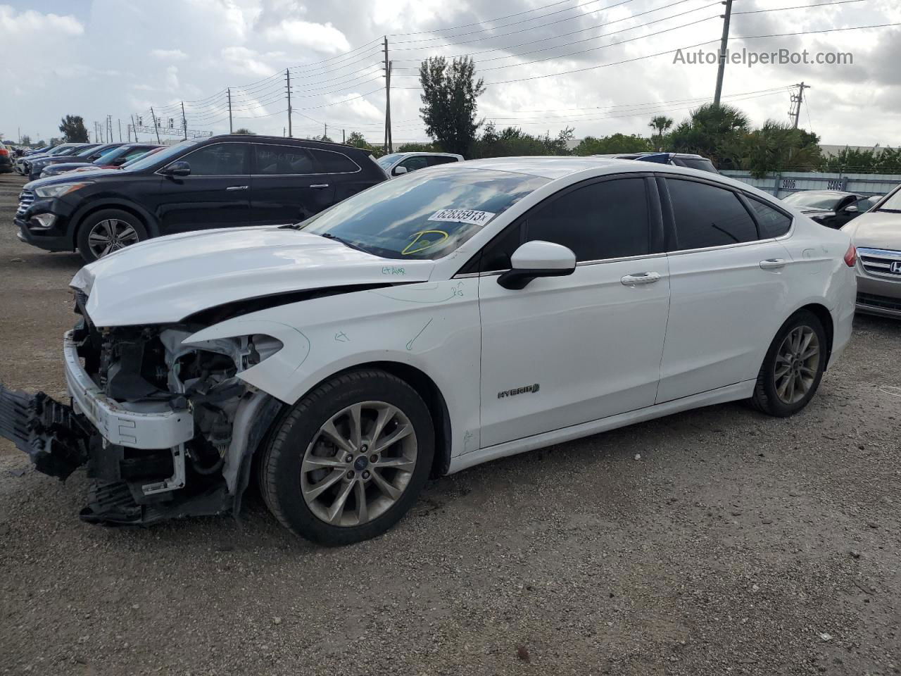 2017 Ford Fusion S Hybrid White vin: 3FA6P0UU1HR161610